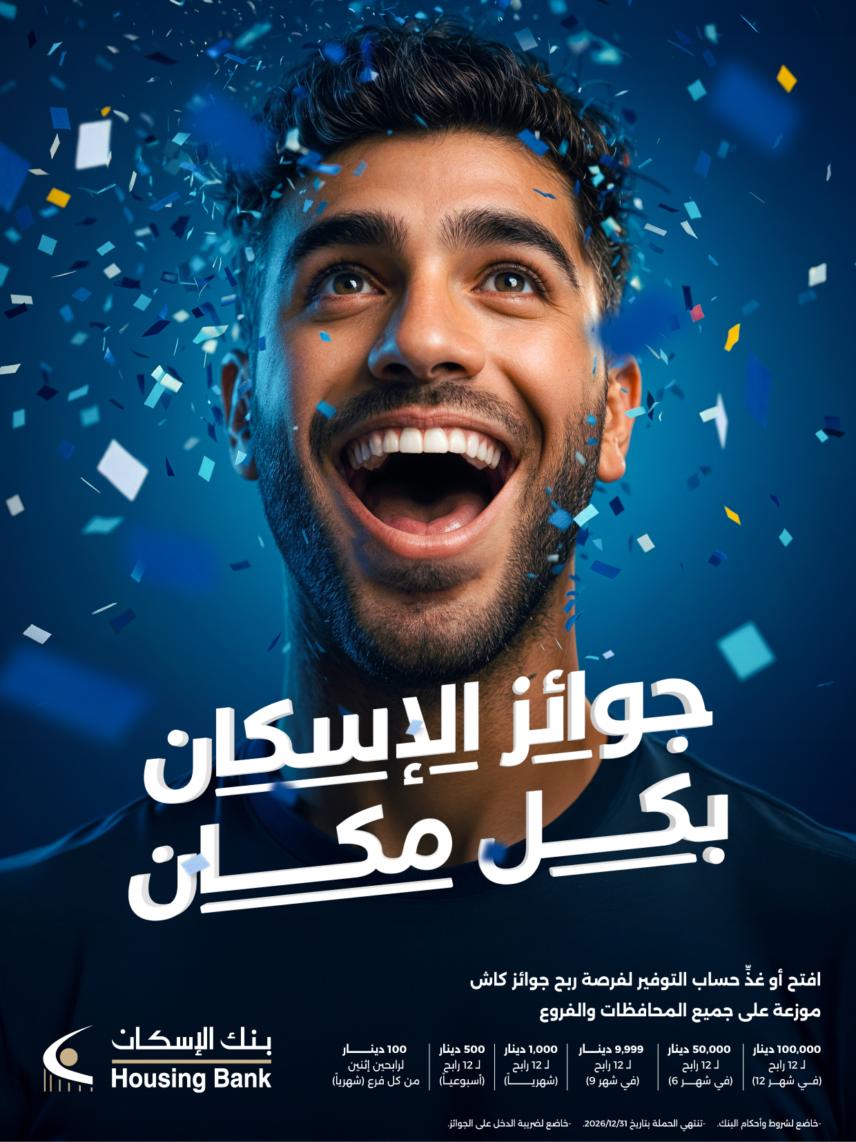 بنك الإسكان يطلق حملة جوائز حسابات التوفير لعام 2026 "جوائز الإسكان بكل مكان"